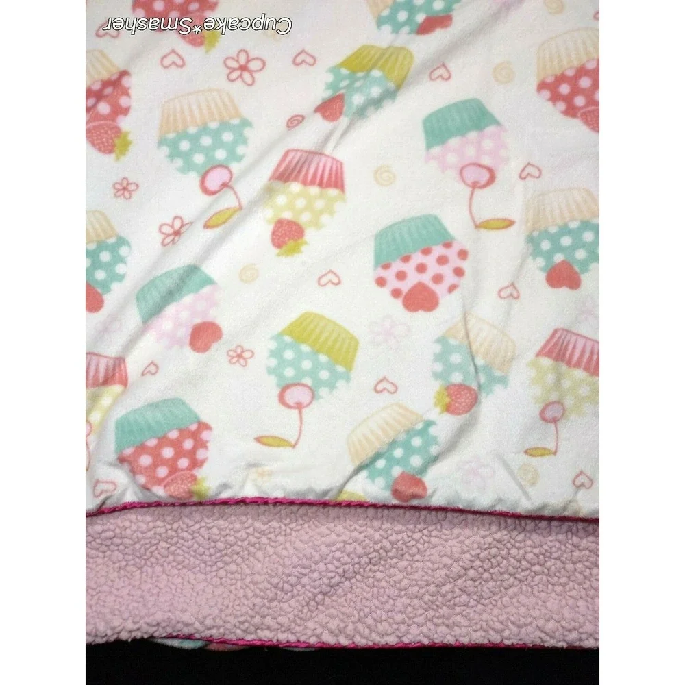 SL Home‎ Fashions 119741 CUPCAKE Baby Blanket Pink Sherpa Polka Dot Beige Cherry